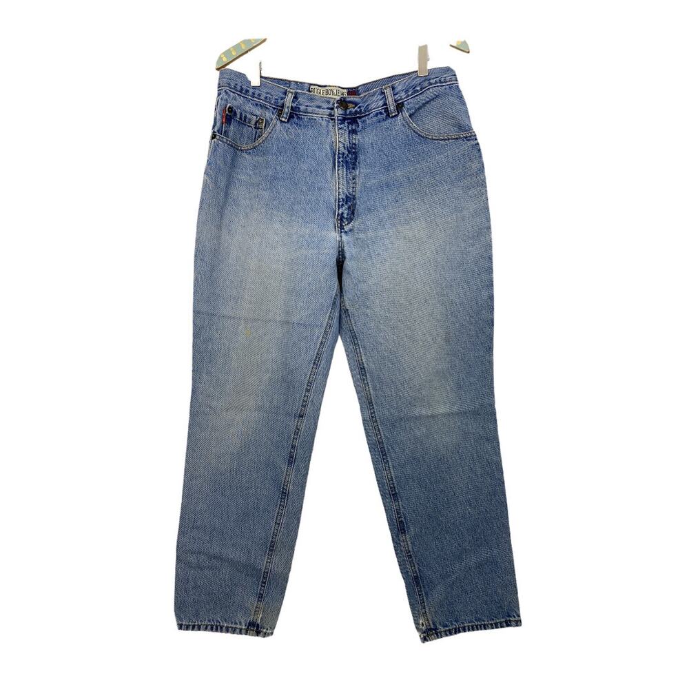 Vintage Bugle Boy 750 Jeans 34x30 Light Wash Blue Mens 90s Grunge Faded